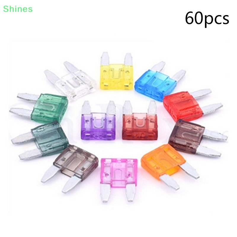 Shines Set 60 Cầu Chì mini 5a 10a 15a 20a 25 / 30a vn Cho Xe Hơi
