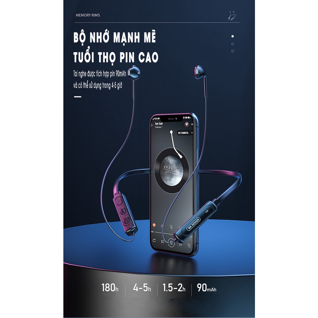 Tai Nghe Bluetooth WEKOME Design V29 Kiểu Dáng Thể Thao Đeo Không Dây Bluetooth Gaming Có Micro