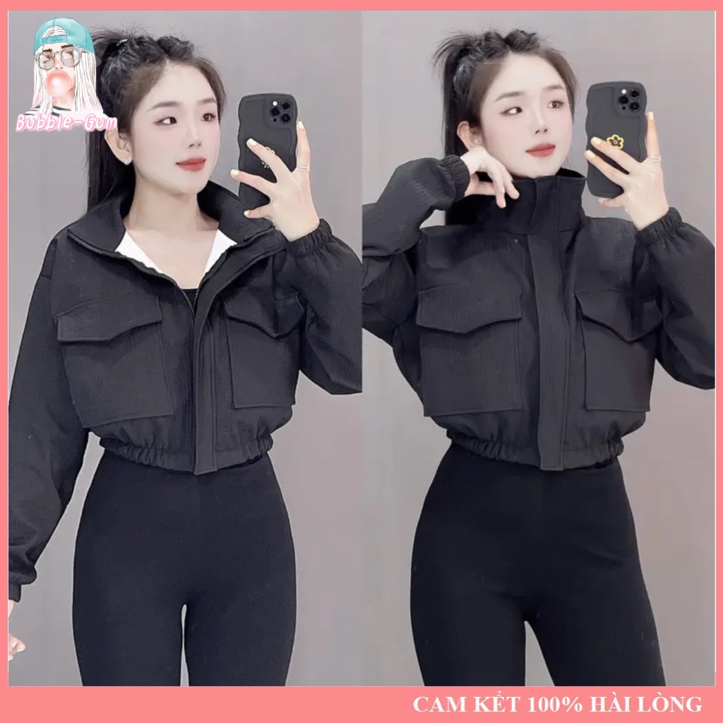 Áo Khoác Thun 2 Da Caro Cổ Trụ 4 Túi Dưới 60KG BUBBLE GUM