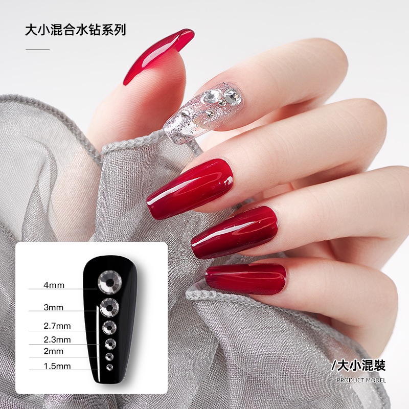 Túi Đựng Hạt Kim Cương / Kim Cương / Đá Kim Cương Thủy Tinh / Kim Cương Nhiều Màu Sắc Đế Phẳng 6 Lỗ ab