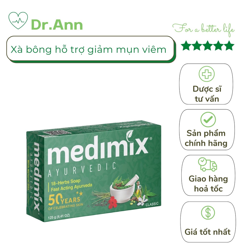 [CHÍNH HÃNG] Xà phòng ngừa mụn viêm 18 loại thảo dược medimix 125g