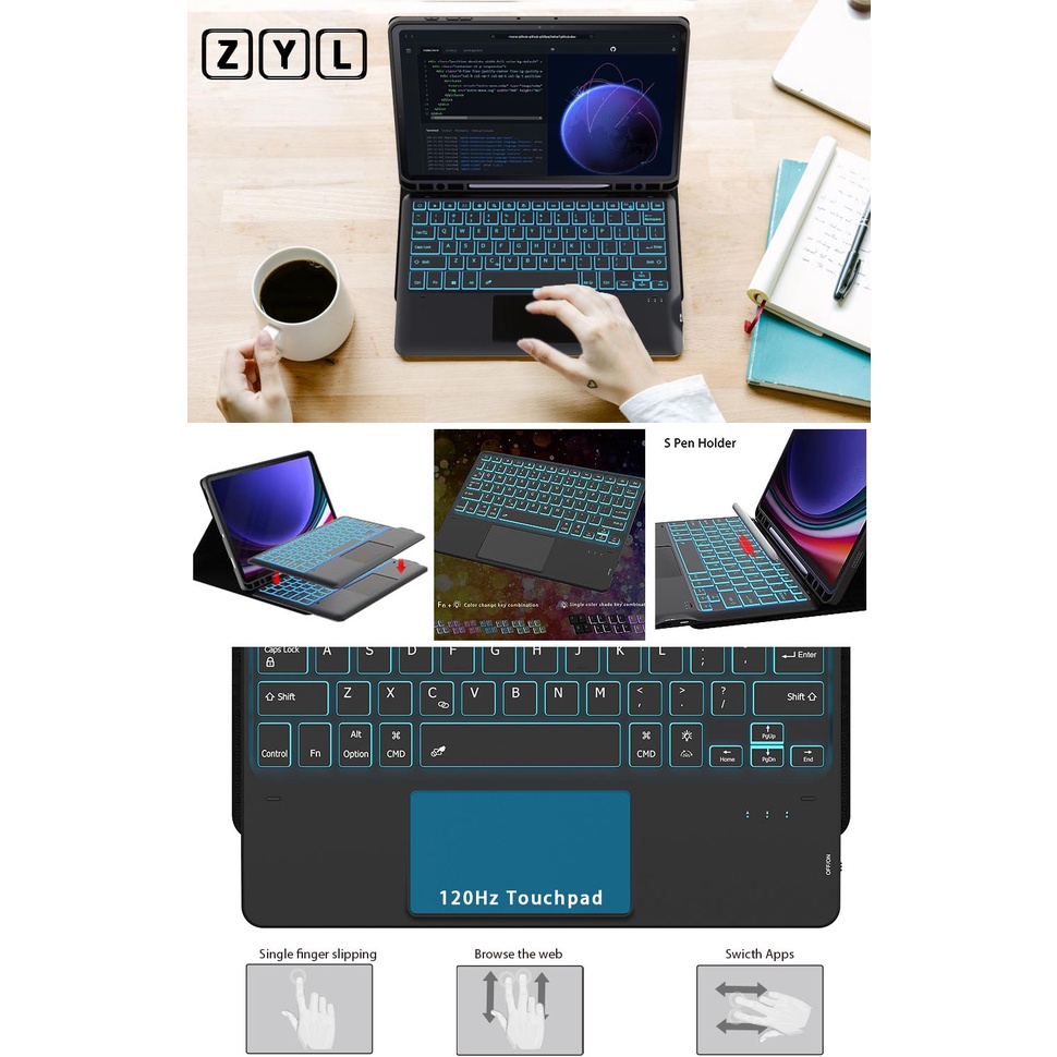 Bao Da Máy Tính Bảng 7 Màu Cho samsung galaxy tab s9 plus / s9 fe plus 12.4 inch 2023 tab s8 plus / s7 fe / s7 plus tab s9 / s8 / s7 s6 lite tab a8