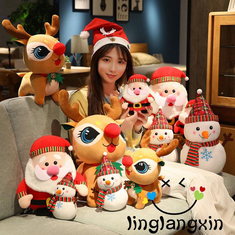 X Búp Bê Nhồi Bông Hình Tuần Lộc / Ông Già Noel Dễ Thương Cho Bé