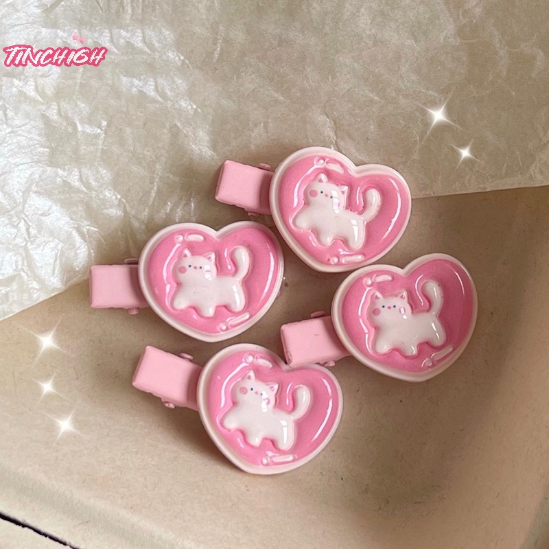 Kẹp Tóc Hình Chú Vịt / Trái Tim Màu Hồng Dễ Thương Cho Bé Gái