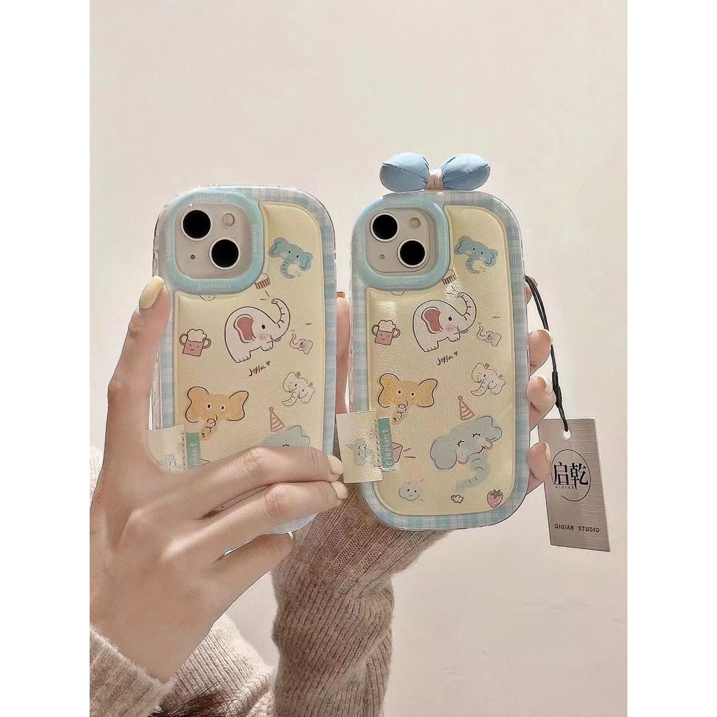 Bao Da Điện Thoại Chống Rơi Họa Tiết Chú Voi Dễ Thương Dành Cho Iphone 15 Pro Max 14 13 / 12 11 15 Pro 14 Pro Ốp