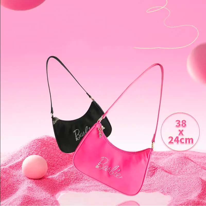 Túi Đựng Điện Thoại Bằng Da pu Màu Hồng / Đen Dung Tích Lớn Hình Búp Bê barbie