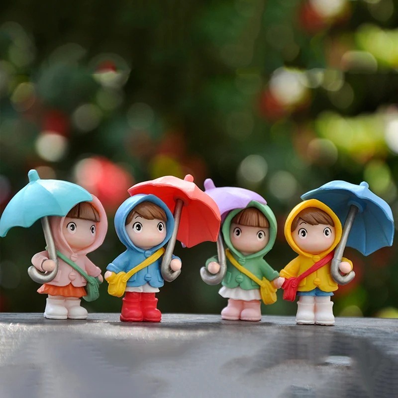 Mô Hình Búp Bê Cô Gái Cầm Dù Hoạt Hình mini Màu Sắc Ngẫu Nhiên Trang Trí Nội Thất Xe Hơi