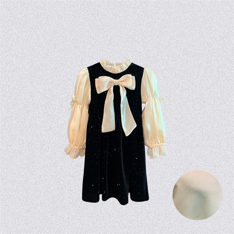 CATIMINI Đầm Dài Tay Phồng Đính Nơ Cao Cấp Thời Trang Xuân Thu Cho Bé Gái