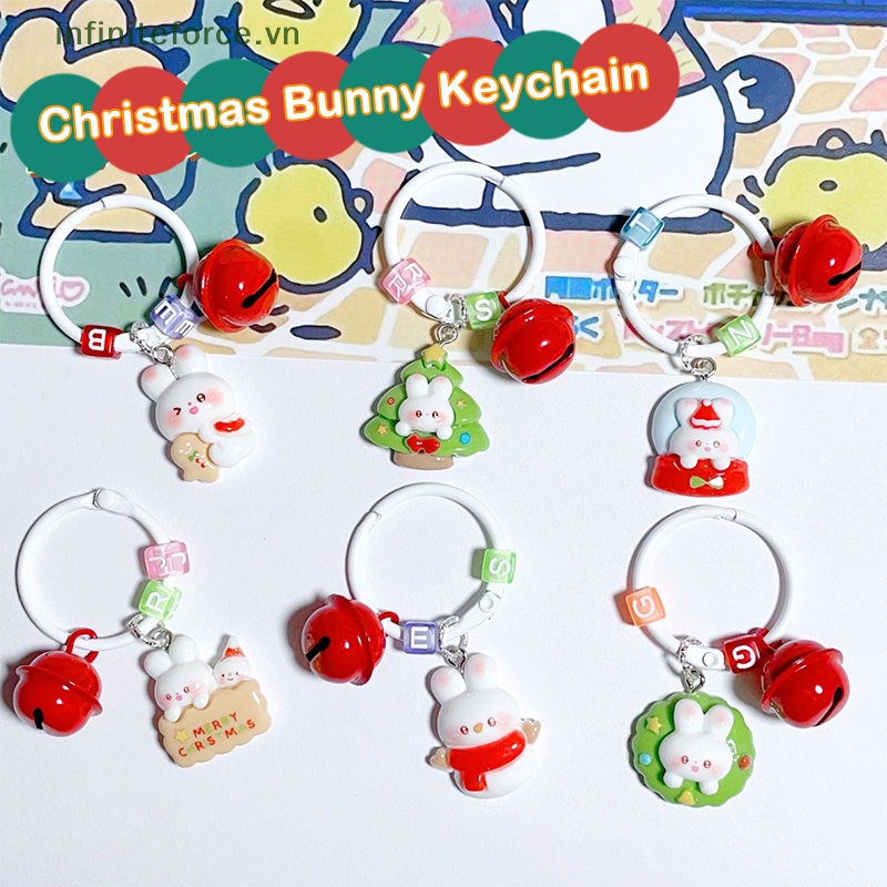 Móc Khóa Hình Thỏ / Cây Thông / Người Tuyết Hoạt Hình Dễ Thương Dùng Làm Quà Tặng Giáng Sinh