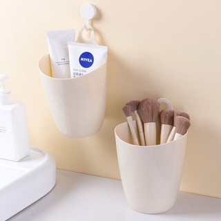 Giỏ mini treo tường đựng rác màu be đa năng tiện lợi 18x12.5x7.5cm