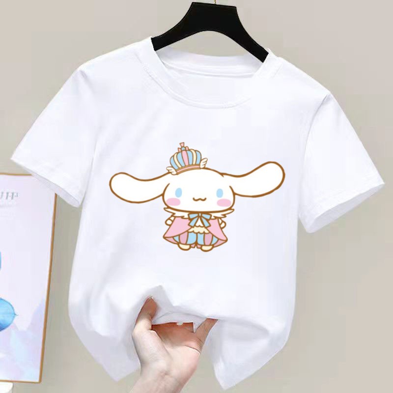 SANRIO Cinnamoroll Áo Thun Tay Ngắn y2k Thời Trang Mùa Hè Xinh Xắn Cho Bé Gái