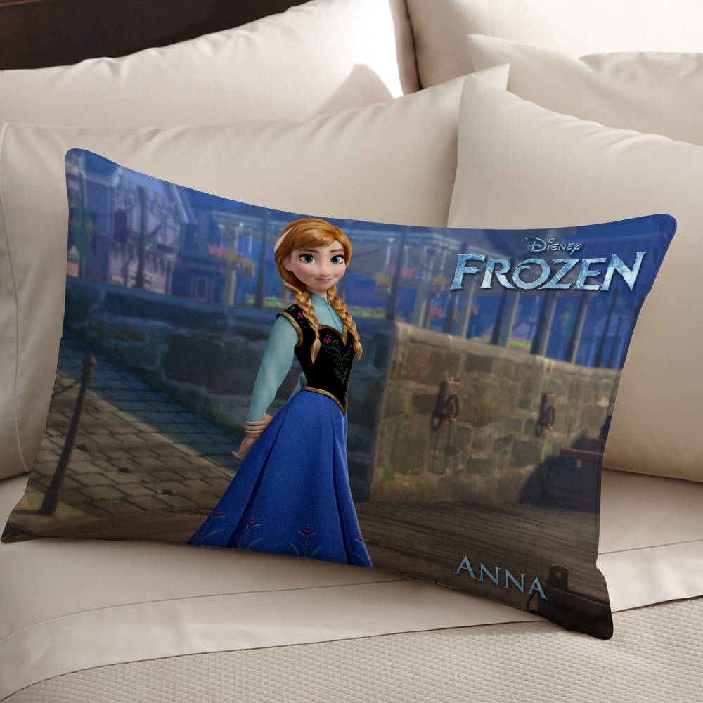 Vỏ Gối polyester Hình Chữ Nhật In Hình anna & elsa Một Mặt Trang Trí Nhà Cửa