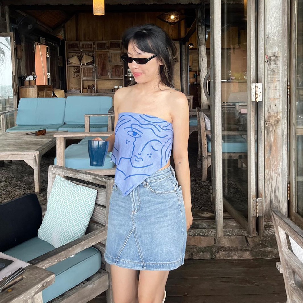 TheBlueTshirt - Váy Jeans Nữ - Penny Lane Mini Skirt - Fade Blue Wash