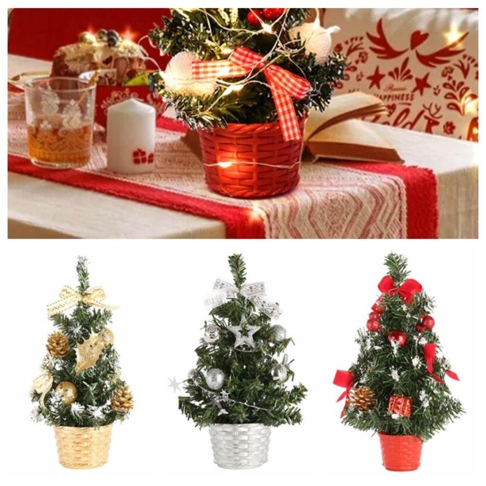 Cây Thông Giáng Sinh mini Bằng pvc Có Đèn led Trang Trí Bàn Làm Việc 20cm 30cm 40cm