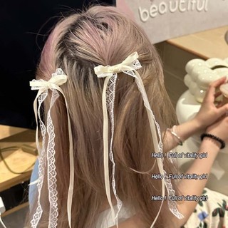1 kẹp tóc hình nơ ren trắng kiểu pháp cho nữ