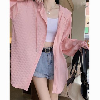 Áo Khoác Sơ Mi Có Nón Tay Dài Dáng Rộng Thời Trang Hàn Quốc Cho Nữ áo kiểu nữ NZ-CS-81