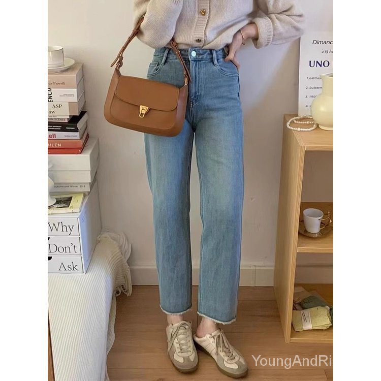 Quần jeans Nữ Dài Lưng Cao Dáng Rộng Thời Trang Cá Tính