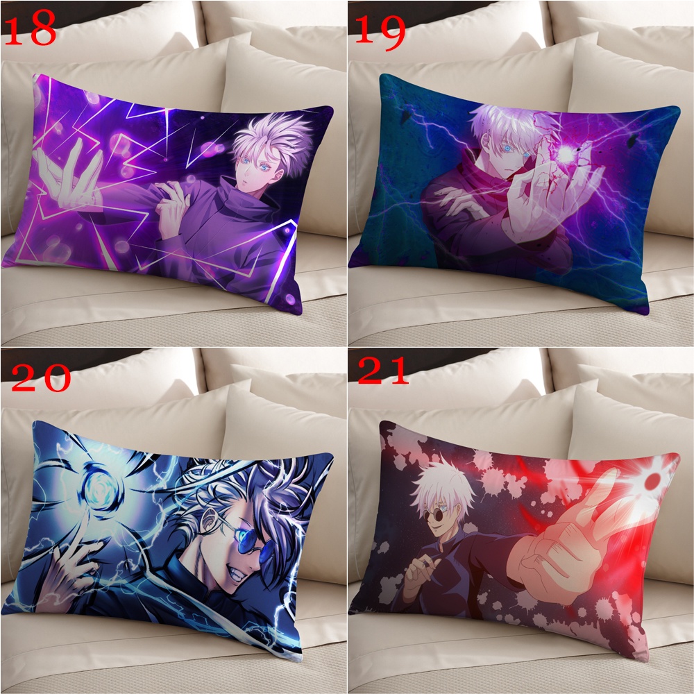 Satoru gojo Vỏ Gối polyester Hình Chữ Nhật In Hình anime jujutsu kaisen Một Mặt Trang Trí Nhà Cửa