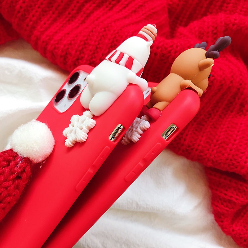 Vỏ DIY Cho Samsung Galaxy A53 A33 A13 4G 5G A24 A23 A81 Note 20 Ultra 10 Lite 10 Plus Giáng Sinh Ông Già Noel Tay Người Tuyết Mũ Cây Nai Sừng Tấm 3D Búp Bê Tpu Vỏ Điện Thoại