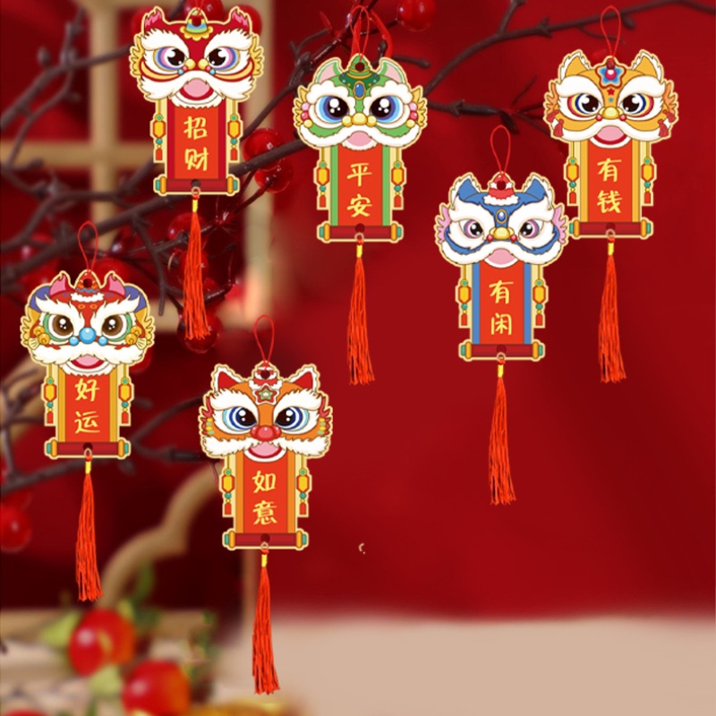 Set 6 Thẻ Treo Trang Trí Phòng Khách Hình Rồng Mừng Năm Mới 2024