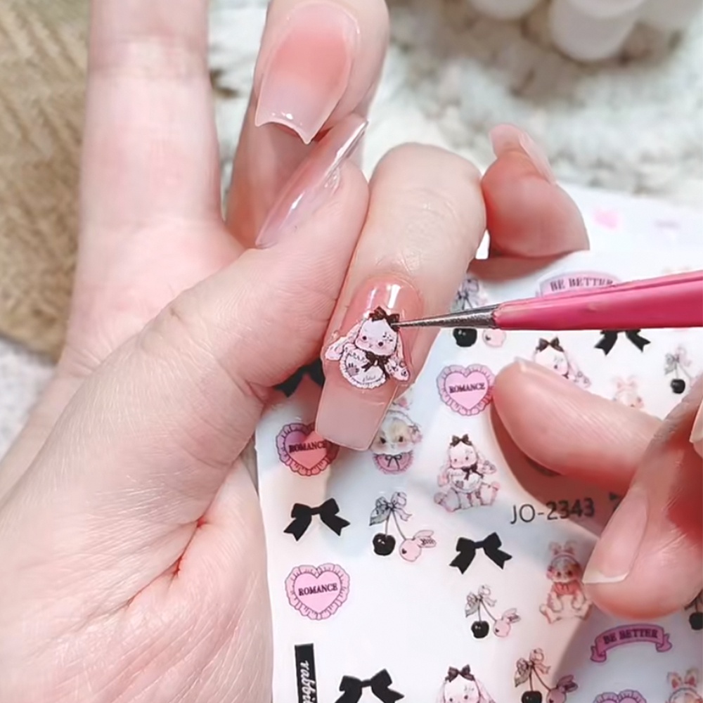 Dễ Thương Miếng Dán Trang Trí Móng Tay 3d Hình Gấu Thỏ Xinh Xắn