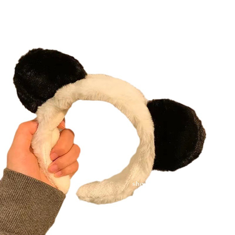 Băng Đô Cài Tóc Hình Gấu Trúc Bằng Lông Nhung Dễ Thương Xinh Xắn