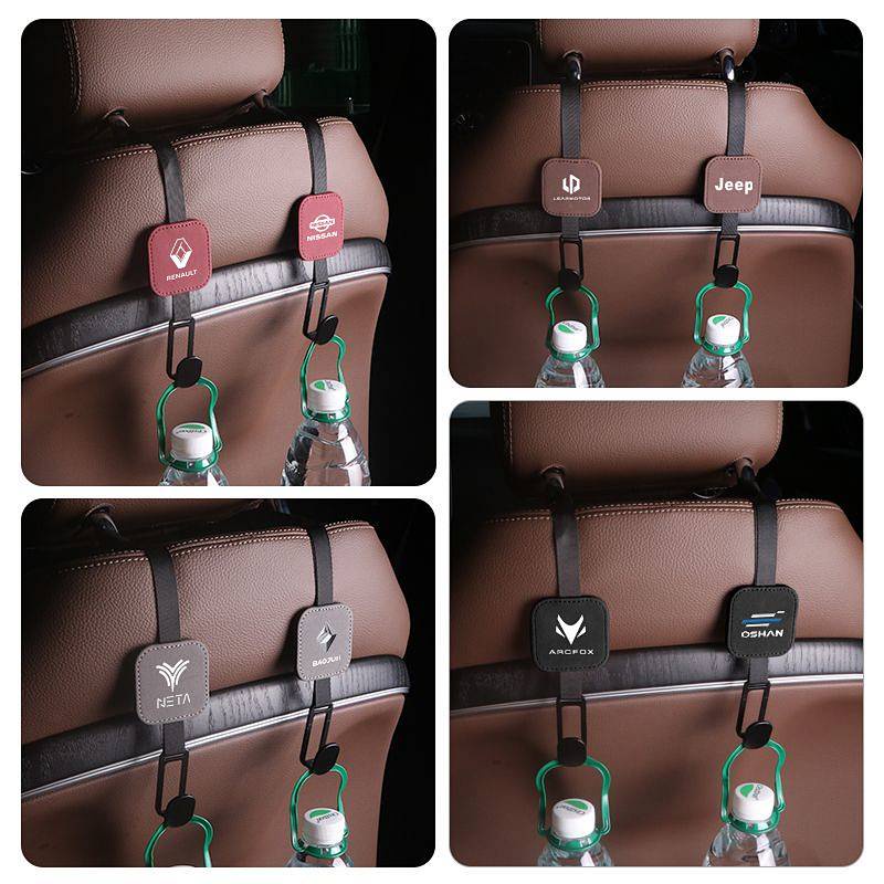 Car Seat Back Hidden Hook Suede Car Seat Back Bag Small Object Storage Metal Alloy Hook Trang trí xe hơi CjDN