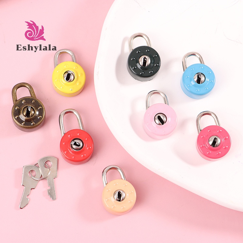 Eshylala 1 Set Ổ Khóa Hành Lý Hình Tròn mini Kèm Chìa Khóa Tiện Dụng
