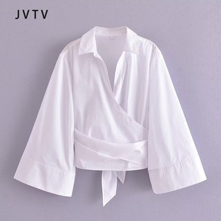 Jvtv áo sơ mi poplin tay dài cổ bẻ hai hàng nút 6083