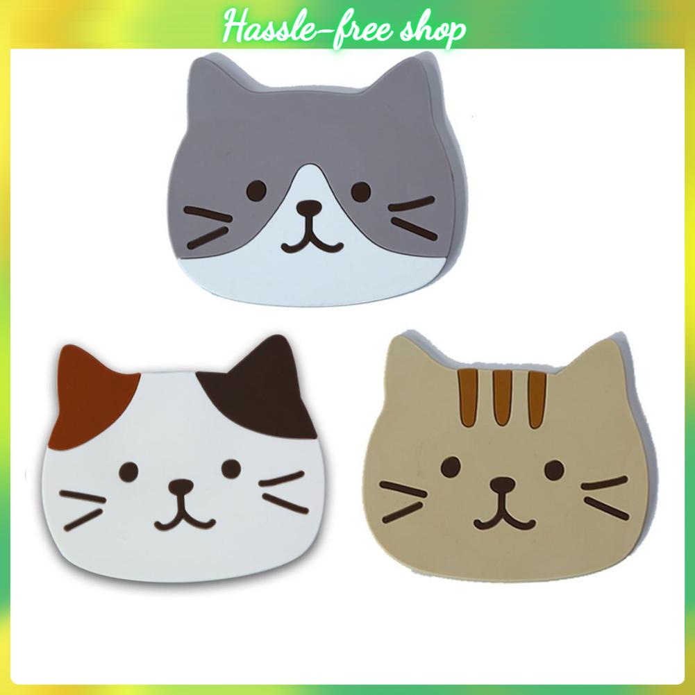 MiniHouse Mèo Cốc Đế Lót Ly Thảm Silicon Chống Trượt Cà Phê PVC Coaster Thấm Nước Hút Uống Cho Nhà Bếp Trang Trí