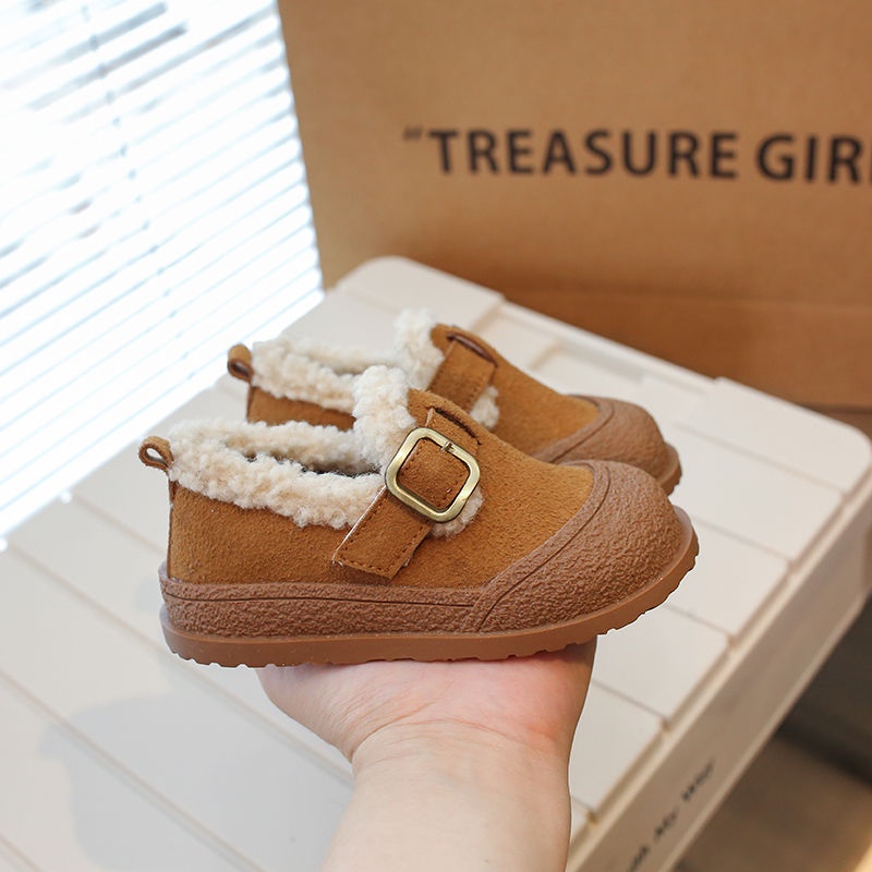 Giày Búp Bê birkenstock Lót Lông Cừu Phong Cách Hàn Quốc Thời Trang Thu Đông Cho Bé Trai Và Bé Gái