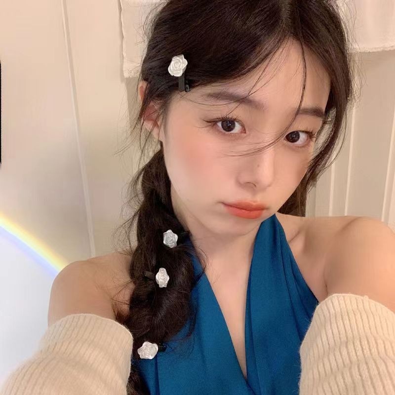 1 Kẹp Tóc Hình Hoa Hồng Màu Trắng Ngọt Ngào Thời Trang Cho Nữ