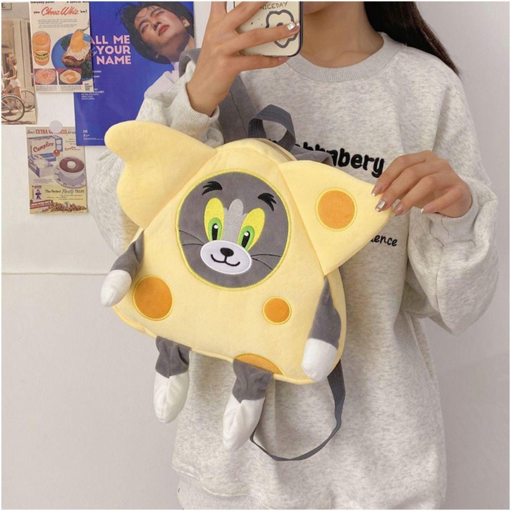 Mxmio Ba Lô Vải Bông Hình tom Và jerry Đơn Giản Ngọt Ngào Phong Cách Hoạt Hình Cho Nữ Sinh