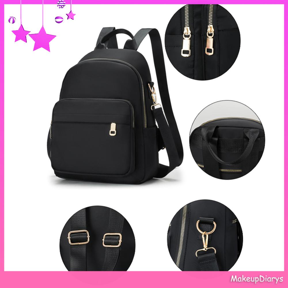 ★ Đồ Trang Điểm Trang Điểm ★ Au Balo Đeo Vai Có Dây Kéo Sức Chứa Lớn Màu Trơn Dành Cho Nữ