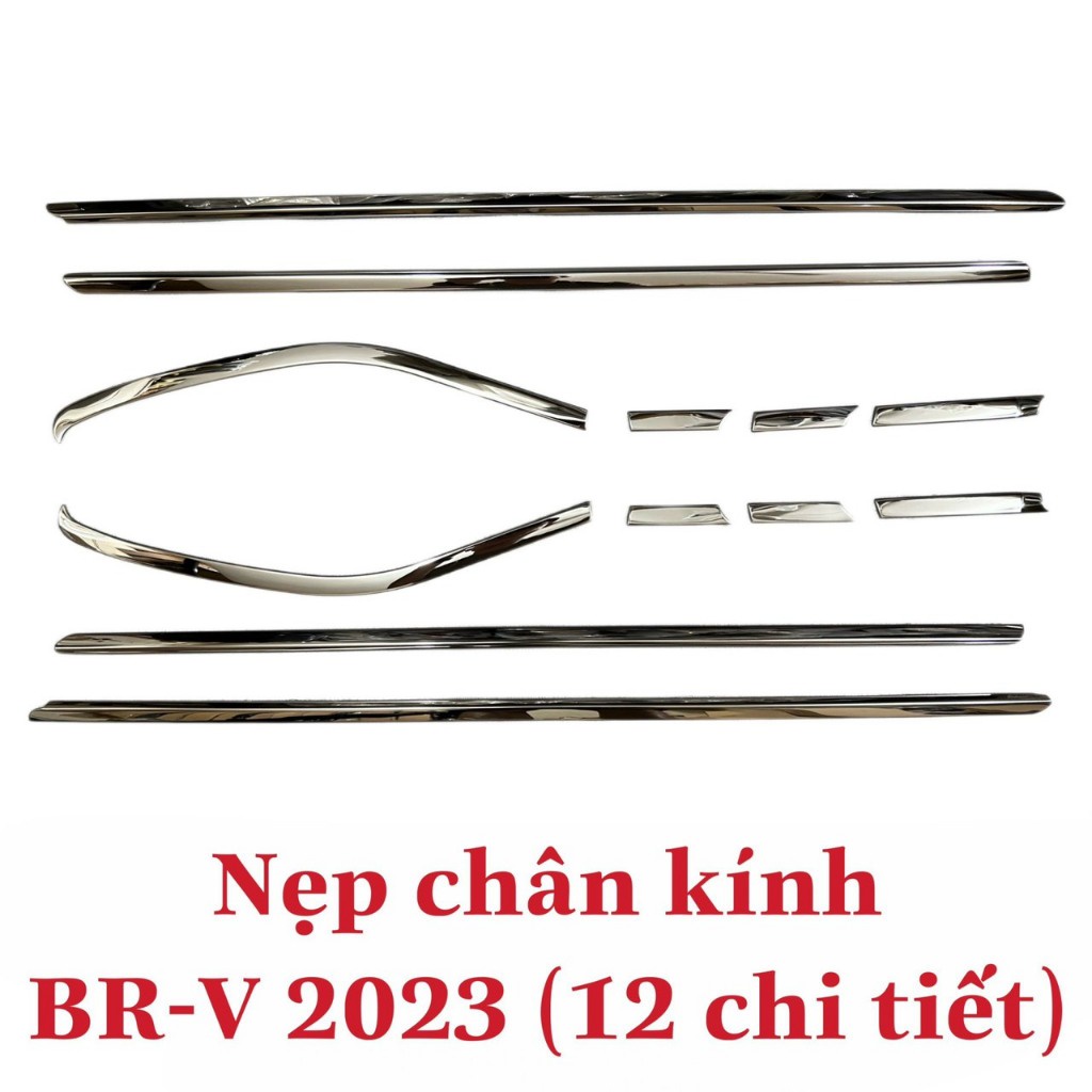 Viền cong kính + nẹp chân kính Honda BRV 2023 2024 - Chất liệu INOX sáng bóng - hellooto shop