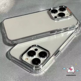  Ốp lưng Tpu mềm chống sốc đơn giản trong suốt cao Tương thích cho iPhone 16 11 14 15 Pro Max 17 13 12 Pro Max 17 Air 14 12 Pro 16Plus Max Vỏ khung ống kính kim loại mạ sang trọng trong suốt 
