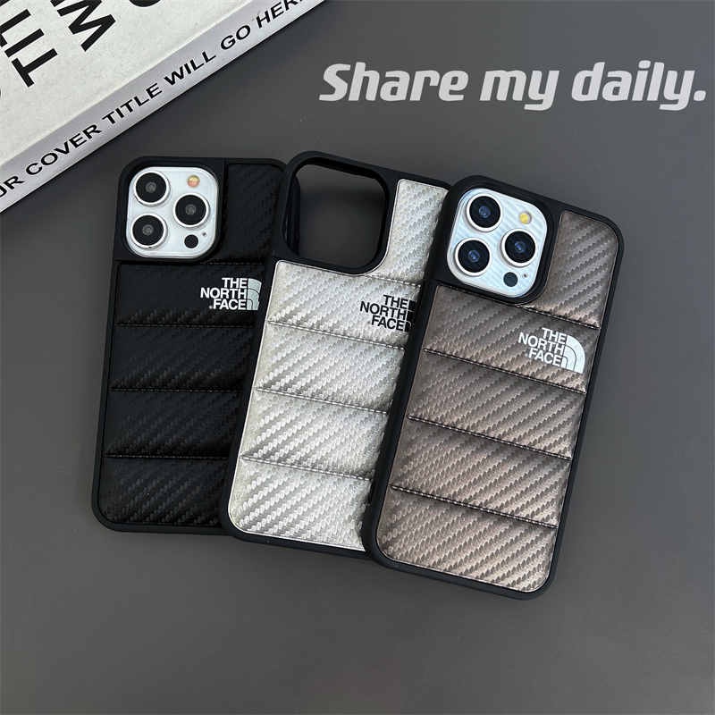 [The North Face] Ốp lưng iPhone 15 Pro Max Áo khoác lông vũ bằng sợi Carbon Vỏ điện thoại cho iPhone