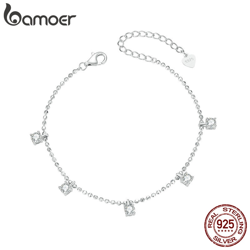 Bamoer Vòng Tay Bạc 925 Đính Đá zircon Lấp Lánh