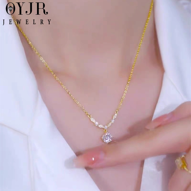 OYJR Dây Chuyền Titan Nữ Không Gỉ, Vòng Cổ Titan Mặt Ánh Kim Sa Lấp Lánh Phong Cách Ngọt Ngào Thanh Lịch
