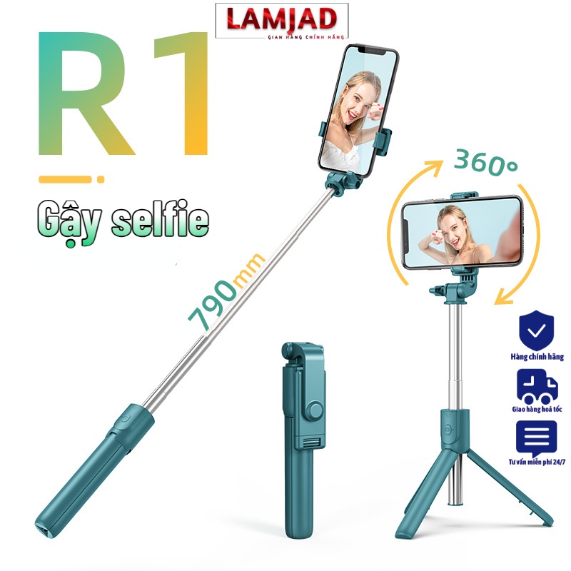 Gậy selfie thế hệ mới LAMJAD, có đèn led trợ sáng, Gậy selfie chụp hình, tự sướng,nút bluetooth điều khiển từ xa