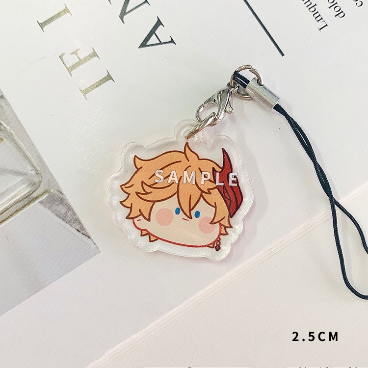 Dây treo điện thoại GENSHIN IMPACT FACE CHIBI game mica acrylic dây móc khóa ayato childe raiden yae miko cyno nilou