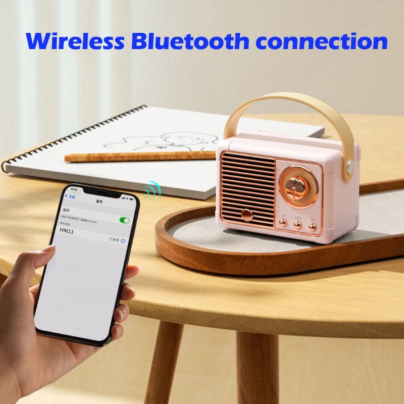 Loa bluetooth Không Dây Phong Cách retro Âm Thanh Siêu Trầm Cho Điện Thoại