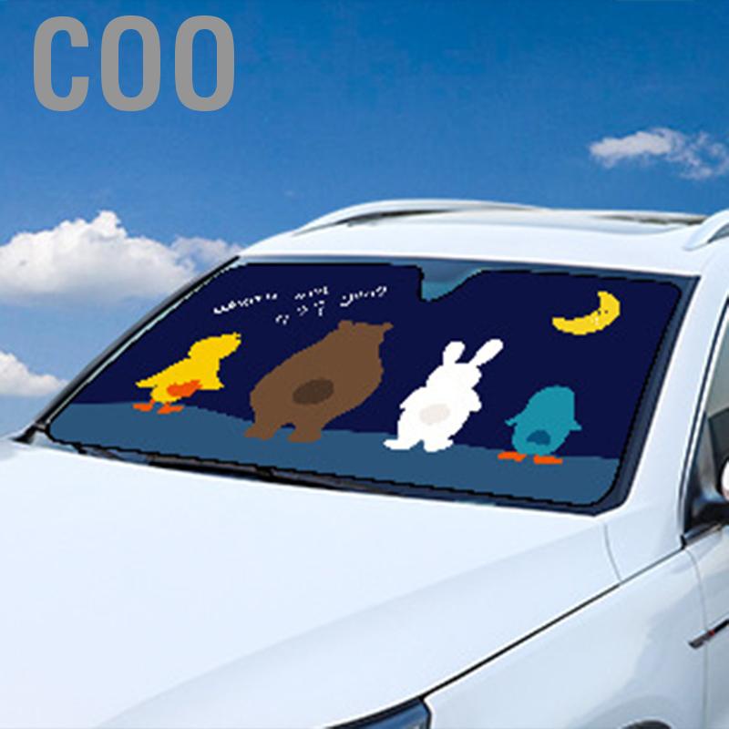 Coo Car Windshield Sun Shade Cartoon Cute Front Window Sunshades Heat Insulation Visor Cover Small Size