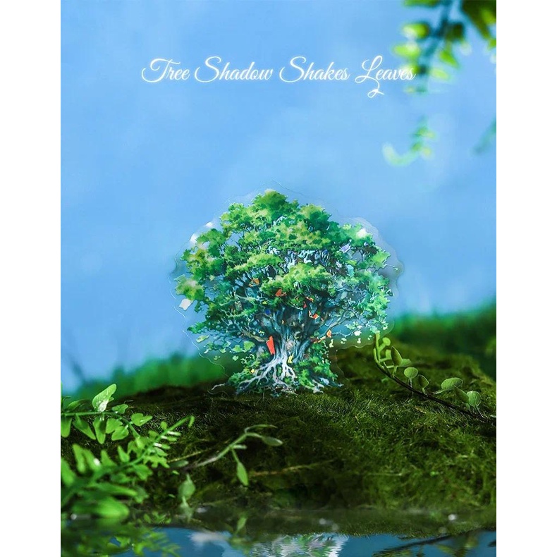 Jianwu Set 10 Tấm Nhãn Dán Hình Cây Cối Lá Lắc Hạt Vỏ Sò Nhẹ Nhàng Sáng Tạo diy