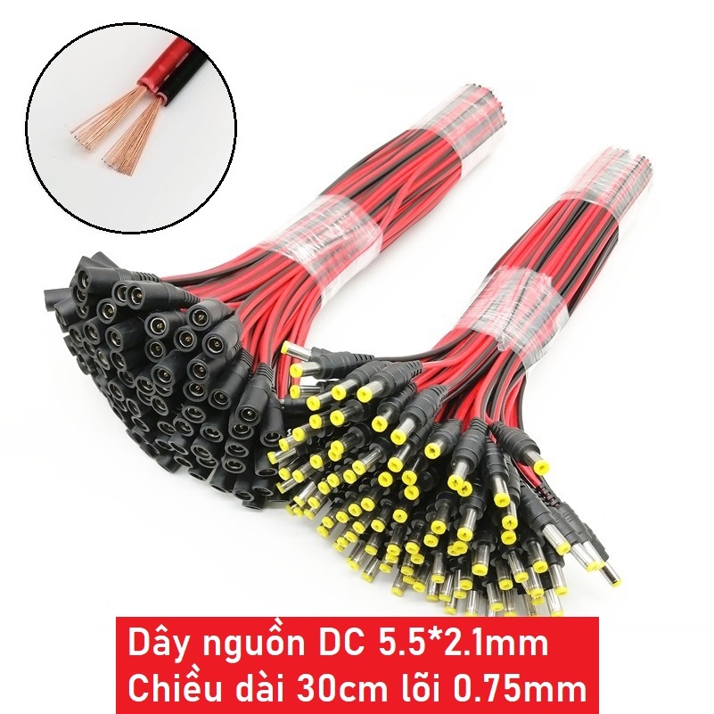 Dây nguồn DC 5.5*2.1mm dài 25cm / 29cm / 30cm - Jack DC 12V 5.5x2.1mm