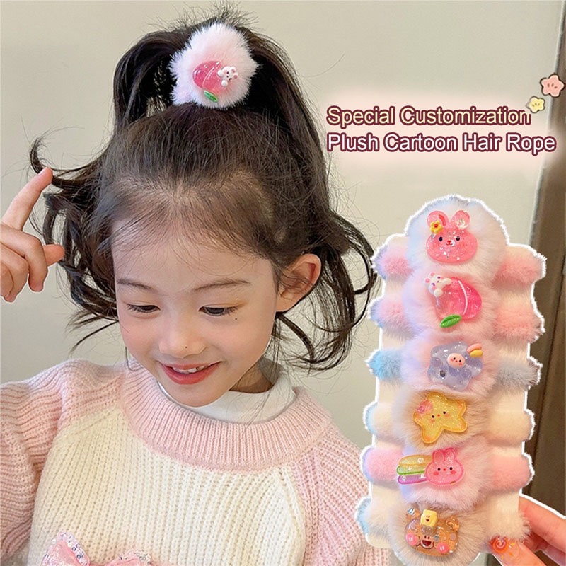 Dây Buộc Tóc Lông Nhung Dày Co Giãn Cao Thu Đông Dành Cho Bé Gái