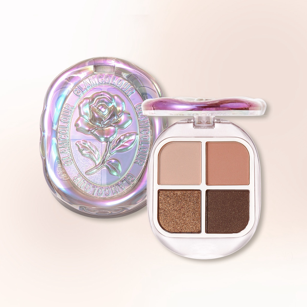 Enamel Bảng Phấn Mắt 4 Màu Lì Và Ánh Nhũ Kết Hợp Trang Điểm Mắt Nổi Bật