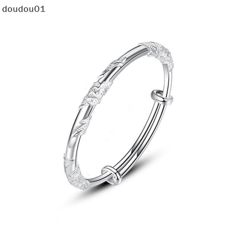 1 Vòng Tay Bạc Hình Hoa Dạng Mở Nhẹ Nhàng Chỉnh Được doudou01