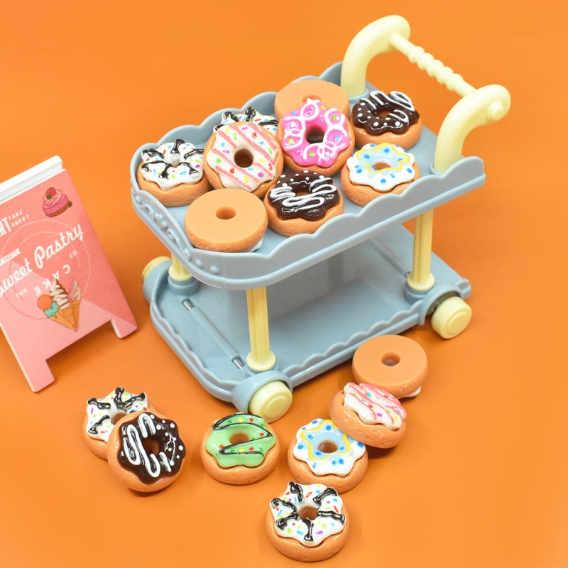Set 10 Mặt Dây Chuyền Hình Bánh Donut Bằng Nhựa resin Làm Móc Khóa / Điện Thoại Thủ Công