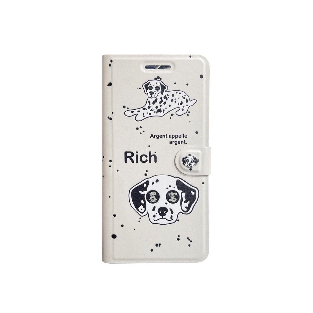 Bao Da Điện Thoại Nắp Lật Kiêm Giá Đỡ Có Ngăn Đựng Thẻ Hình Chú Cún Cho apple 15 1413promax xr / xsmax / 87plus